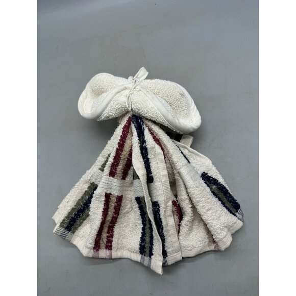 Christmas handmade Angel made out of towels white green striped 12" READ - Picture 5 of 7